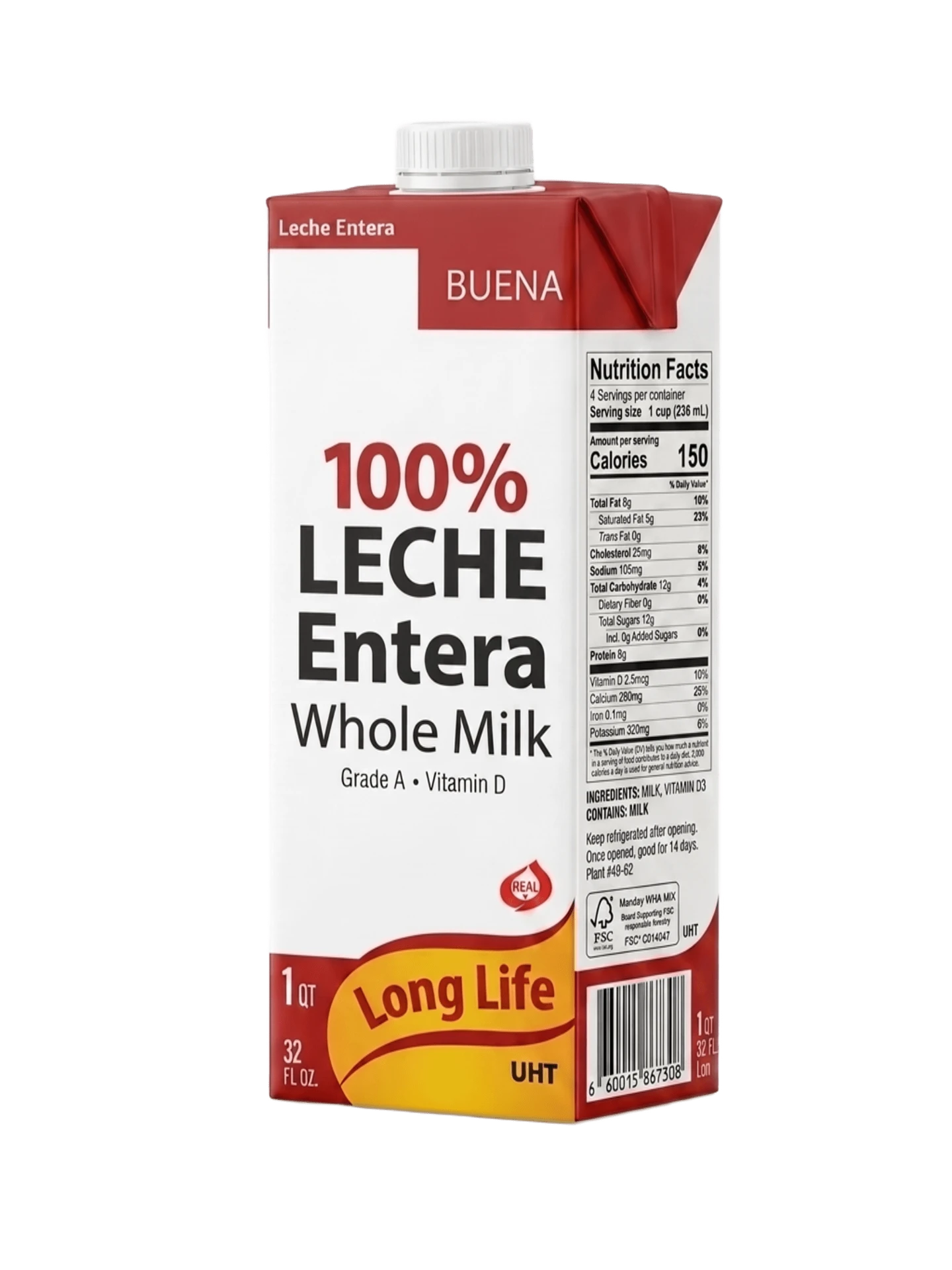 BUENA 100% Leche Entera 32 fl oz carton